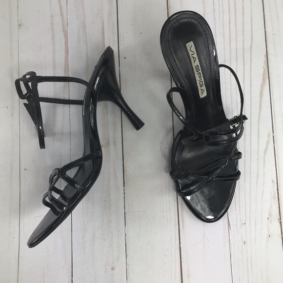 black thin strappy heels